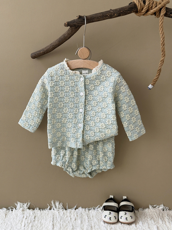 Set de vară pentru fete, două piese: jachetă florală și pantaloni scurți (1–3 ani)