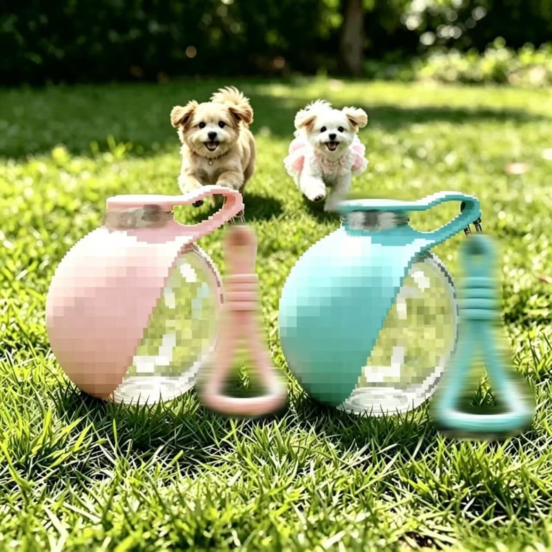 Sticlă de apă pentru animale de companie, cupă suspendată sferică, dispenser de apă pliabil, pentru exterior, 320 ml