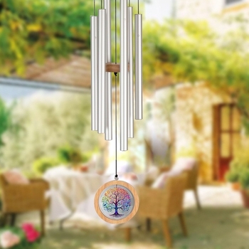 Clopoței de vânt minimalist cu țevi din aluminiu, 34 inci, decor de grădină pentru atârnat, cadou
