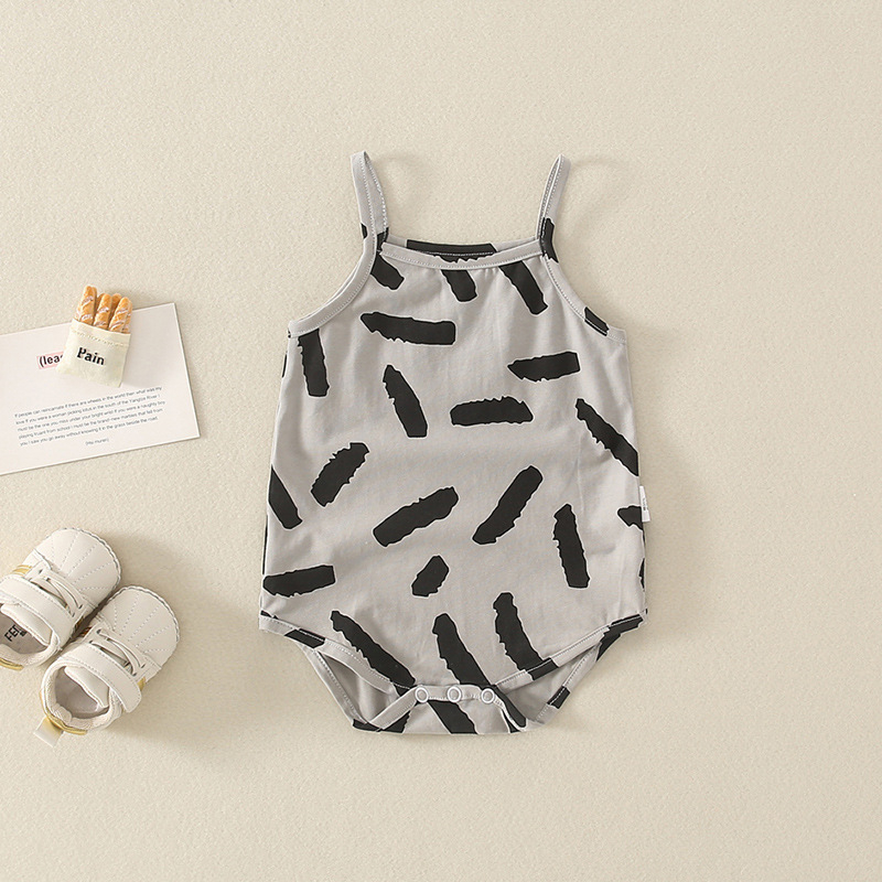 Rompă de vară pentru nou-născuți — unisex din bumbac, salopetă cu bretele, fără mâneci, super drăguț outfit pentru bebeluși