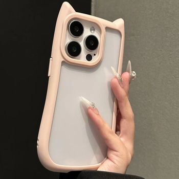 Carcasă din silicon cu urechi de pisică pentru iPhone 16 Pro Max – Transparentă, rezistentă la căderi