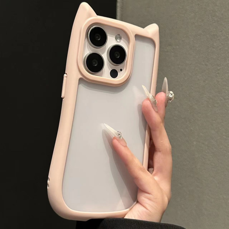 Carcasă din silicon cu urechi de pisică pentru iPhone 16 Pro Max – Transparentă, rezistentă la căderi
