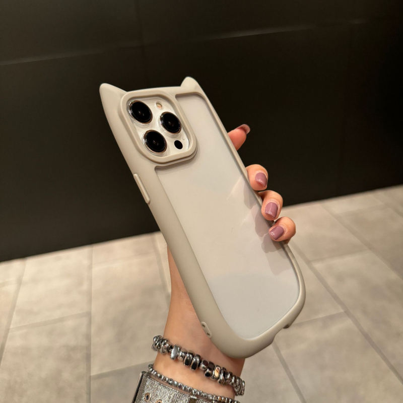 Carcasă din silicon cu urechi de pisică pentru iPhone 16 Pro Max – Transparentă, rezistentă la căderi