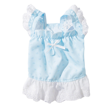 Rochie pentru pisici și câini mici, primăvară-vară, în stil domnișoară, cu dantelă cu model de fluture și bretele