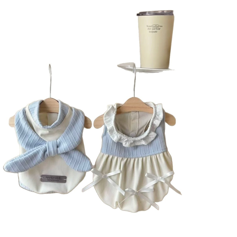 Rochie-vestă în stil coreean INS pentru câini mici și vestă pentru pisici — Bichon Frisé, Teddy, Pomeranian