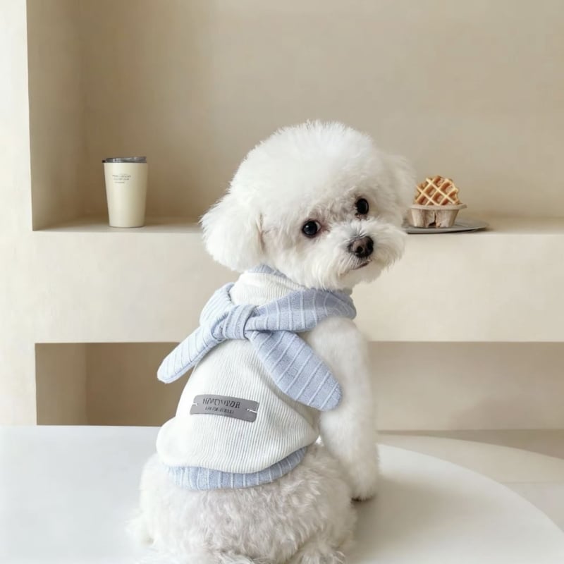 Rochie-vestă în stil coreean INS pentru câini mici și vestă pentru pisici — Bichon Frisé, Teddy, Pomeranian