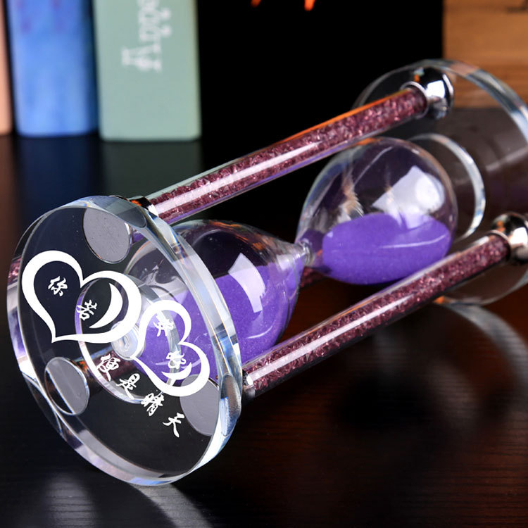 Ornament decorativ ceas cu nisip din cristal, pentru sufragerie, masă de birou și vitrină de vin, din sticlă