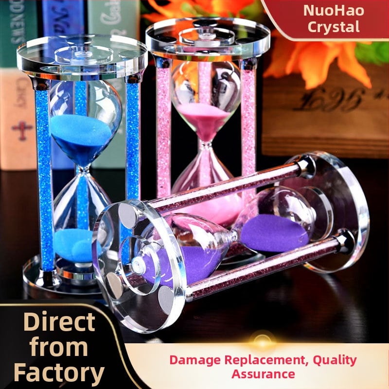 Ornament decorativ ceas cu nisip din cristal, pentru sufragerie, masă de birou și vitrină de vin, din sticlă