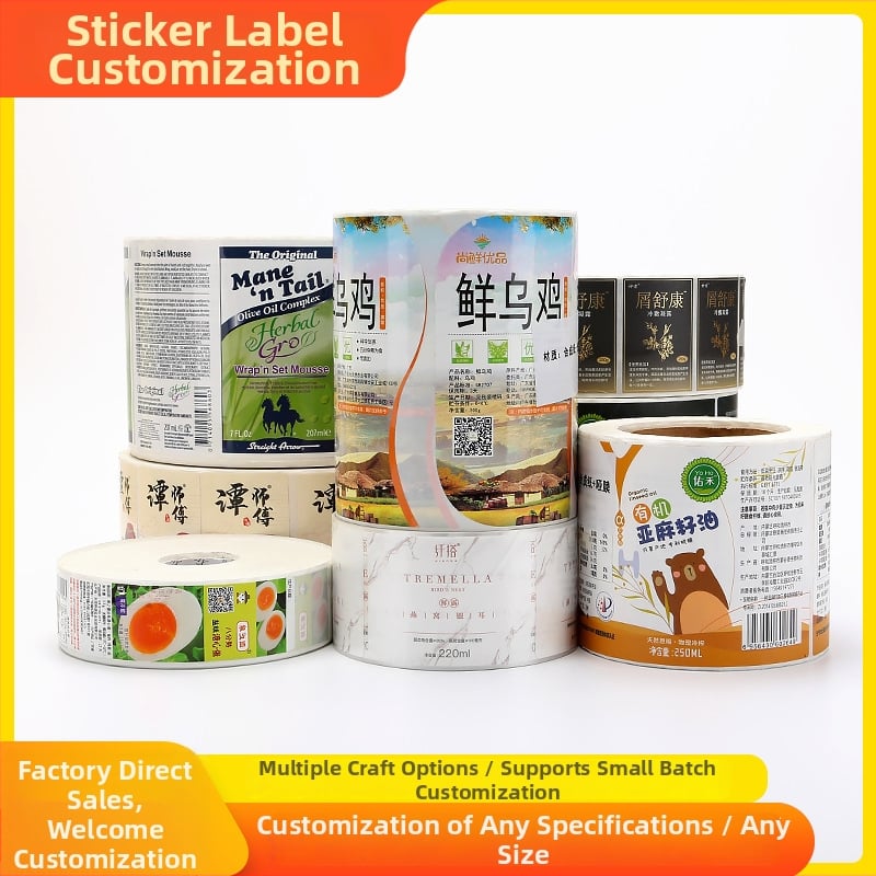 Etichete autocolante personalizabile pe rolă de film PVC transparent lucios, imprimare color
