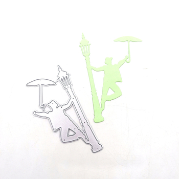 Tăietor pentru scrapbooking din oțel carbon cu relief – design Om cu umbrelă