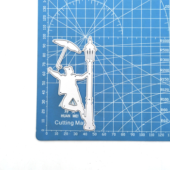 Tăietor pentru scrapbooking din oțel carbon cu relief – design Om cu umbrelă