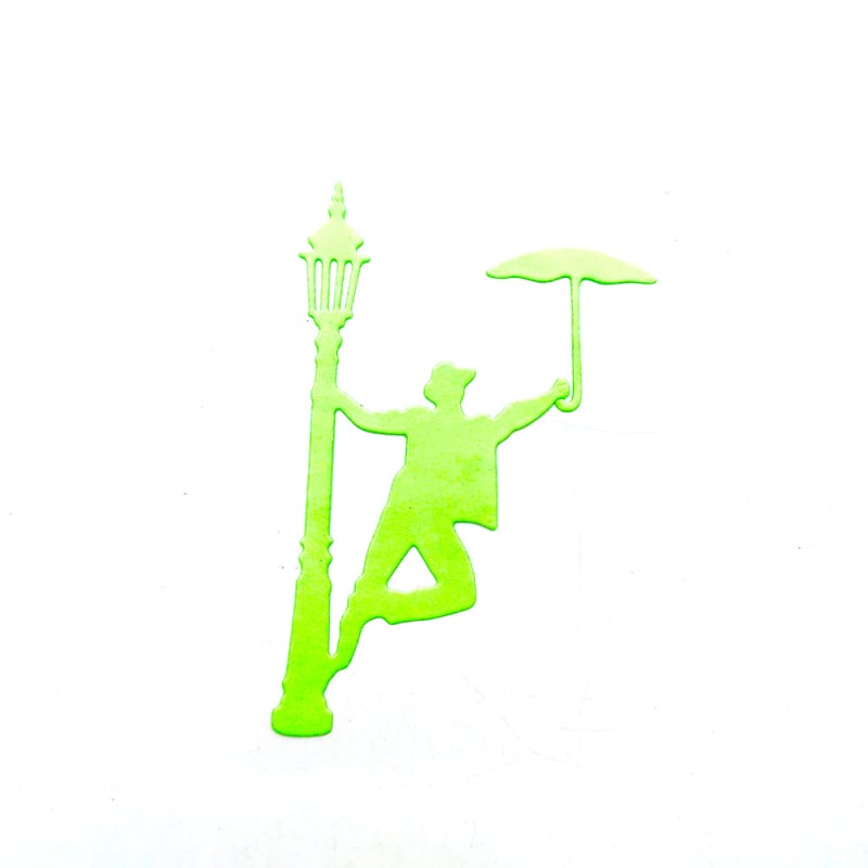 Tăietor pentru scrapbooking din oțel carbon cu relief – design Om cu umbrelă