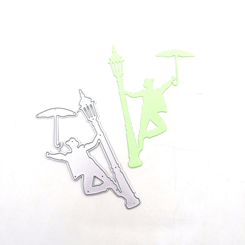 Tăietor pentru scrapbooking din oțel carbon cu relief – design Om cu umbrelă