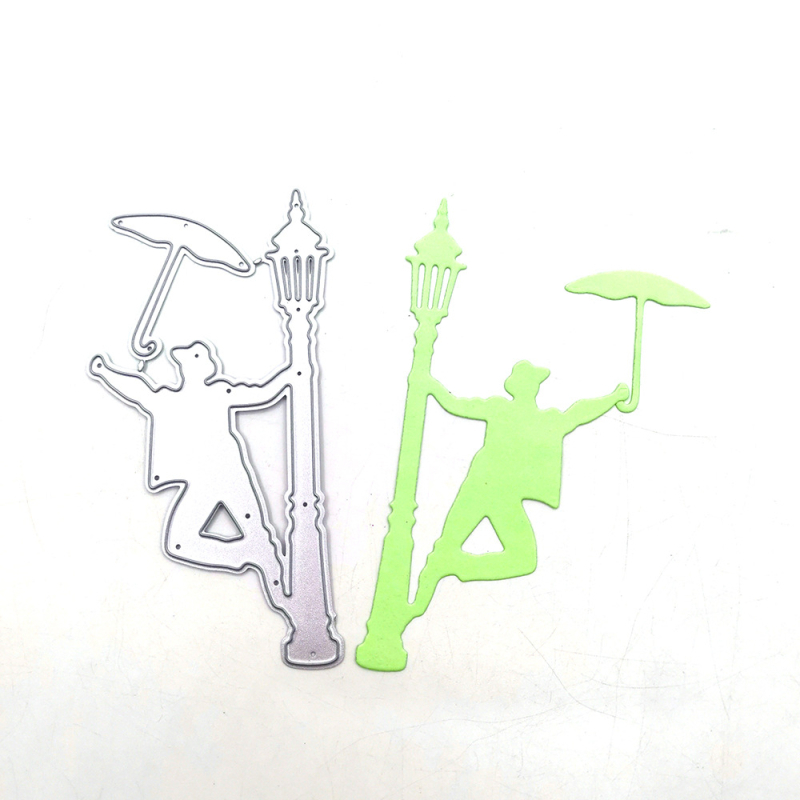 Tăietor pentru scrapbooking din oțel carbon cu relief – design Om cu umbrelă