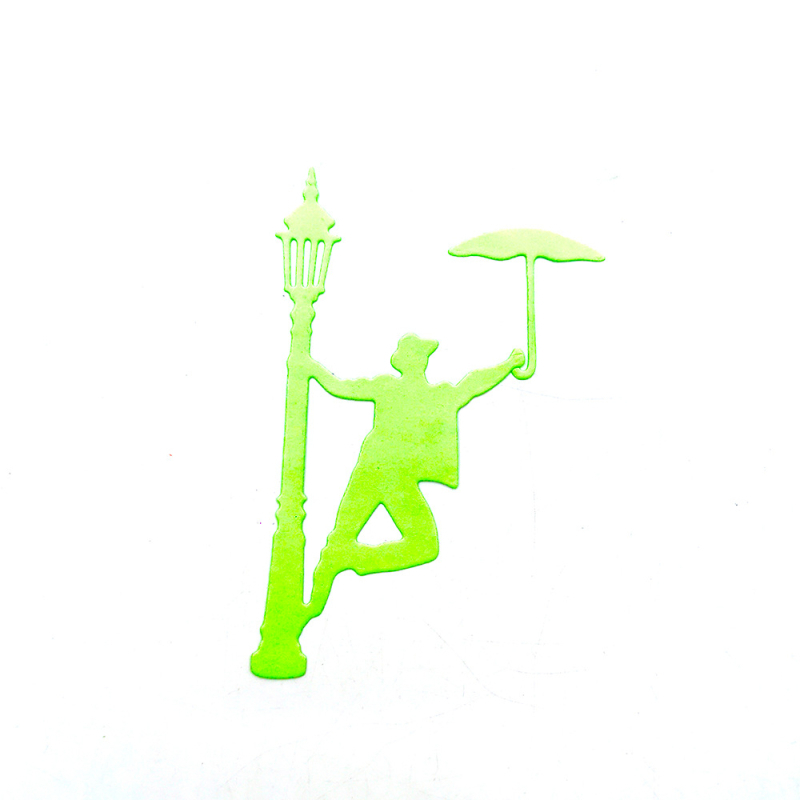 Tăietor pentru scrapbooking din oțel carbon cu relief – design Om cu umbrelă