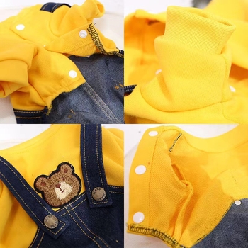 Salopetă din denim cu căptușeală din fleece pentru câini – căldură pentru rase mici