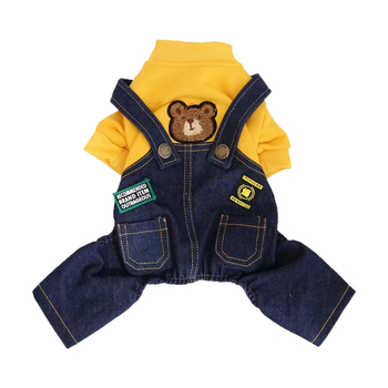 Salopetă din denim cu căptușeală din fleece pentru câini – căldură pentru rase mici
