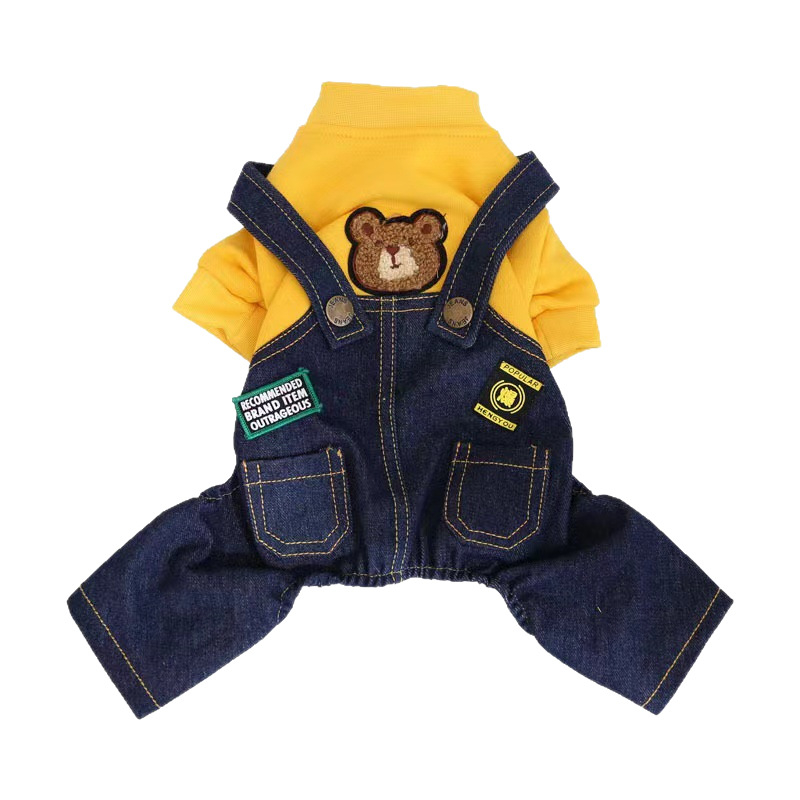 Salopetă din denim cu căptușeală din fleece pentru câini – căldură pentru rase mici