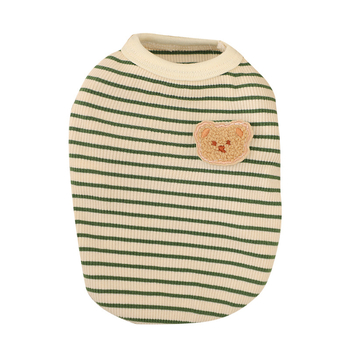 Vestă de vară ușoară pentru câini mici, fără mâneci, cu model ursuleț în dungi, tricou drăguț pentru pui
