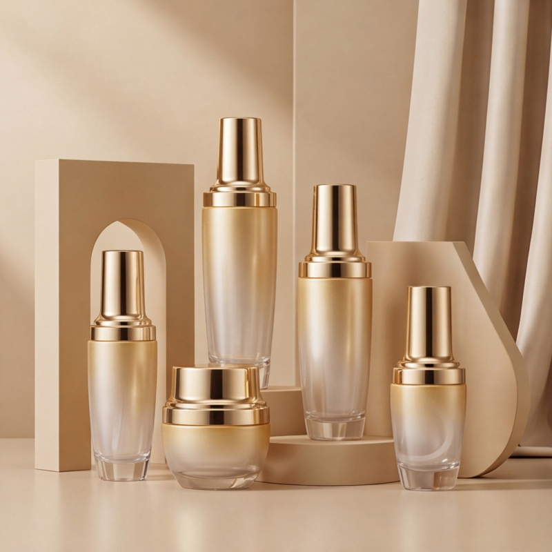 Sticlă de sticlă cosmetică personalizată de 30 ml — pentru ser, loțiune sau cremă, recipient negru mic cu pompă și duză spray