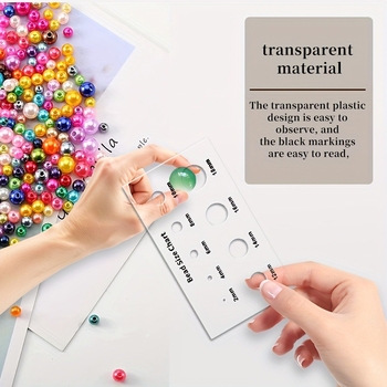 1 bucată riglă de măsurare a mărgelelor, instrument din acril pentru măsurarea dimensiunii mărgelelor, șablon circular transparent