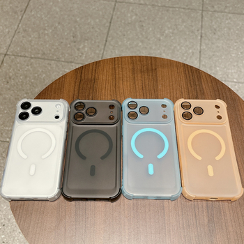 Husa magnetică cu airbag la patru colțuri, antișoc, finisaj mat pentru iPhone 17 Pro Max și iPhone 16