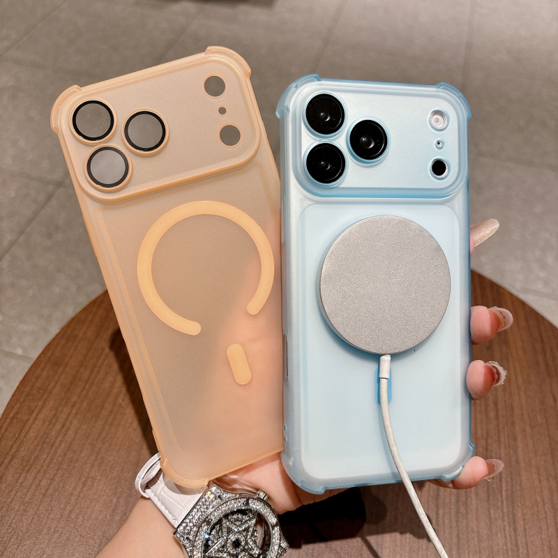 Husa magnetică cu airbag la patru colțuri, antișoc, finisaj mat pentru iPhone 17 Pro Max și iPhone 16
