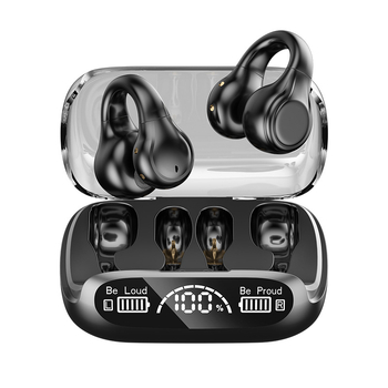Căști Bluetooth cu conducție osoasă, design clip pentru ureche, wireless, afișaj digital, reducere a zgomotului, autonomie lungă, Bluetooth 5.3