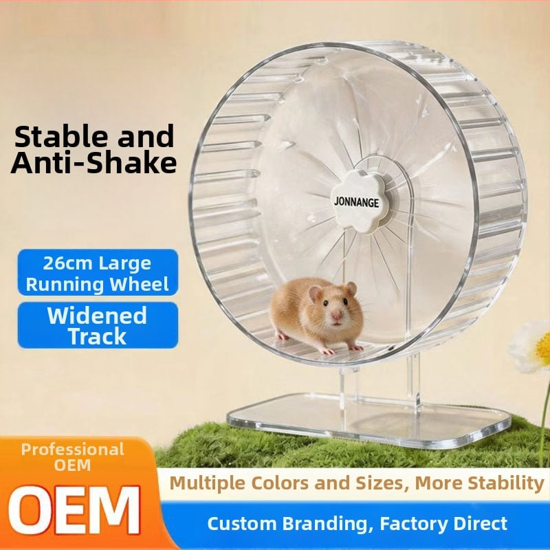 Roată mare pentru hamster, 26 cm, cu sârmă aurie și suport