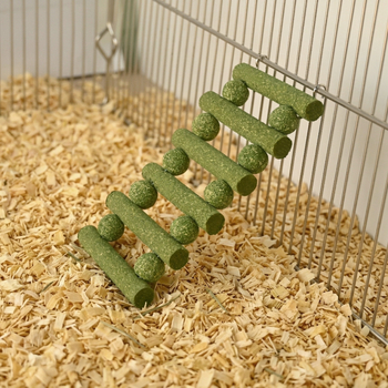 Scară de hamster din praf de iarbă comestibil, jucărie 2 în 1 pentru cățărare în interior și lustruire a dinților, pentru hamsteri aurii