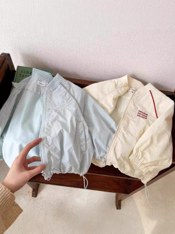 Jachetă ușoară pentru copii, primăvară-toamnă, cu fermoar, guler înalt, protecție UV, broderie cu litere, mâneci lungi, unisex
