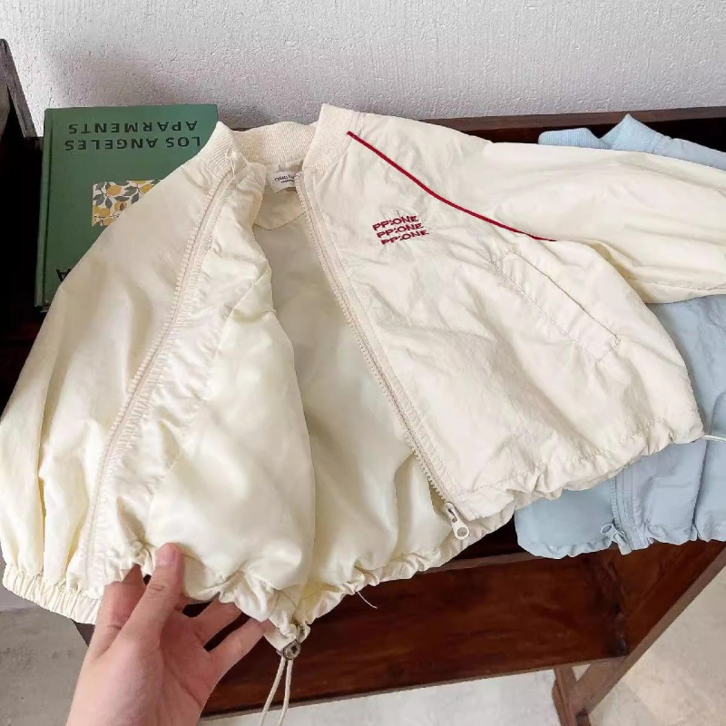 Jachetă ușoară pentru copii, primăvară-toamnă, cu fermoar, guler înalt, protecție UV, broderie cu litere, mâneci lungi, unisex
