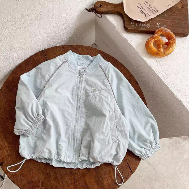 Jachetă ușoară pentru copii, primăvară-toamnă, cu fermoar, guler înalt, protecție UV, broderie cu litere, mâneci lungi, unisex