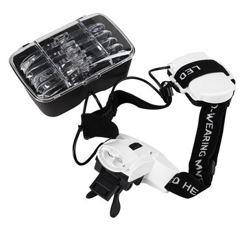 Lupa de citit LED montată pe cap, lentile HD multiple, pentru repararea ceasurilor, model 9892C2