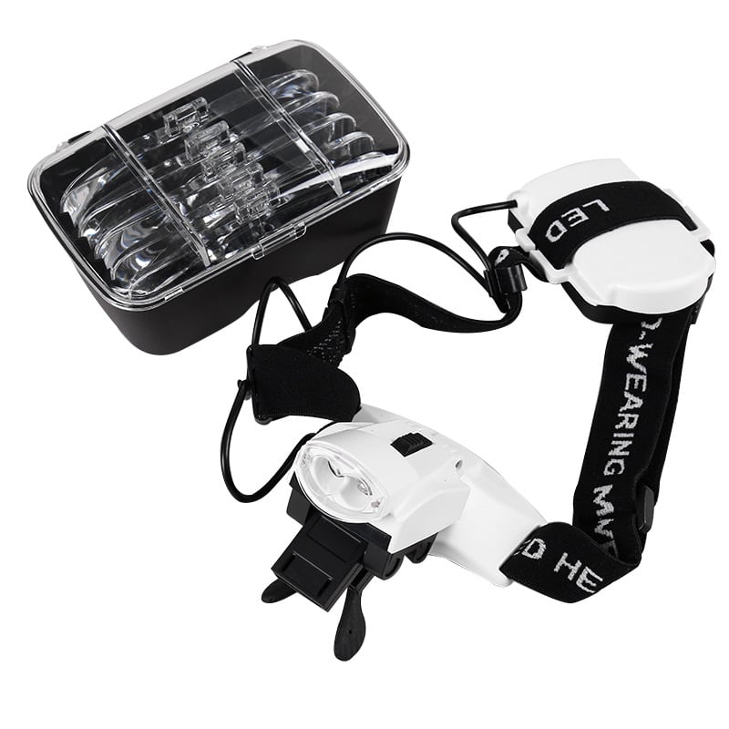 Lupa de citit LED montată pe cap, lentile HD multiple, pentru repararea ceasurilor, model 9892C2