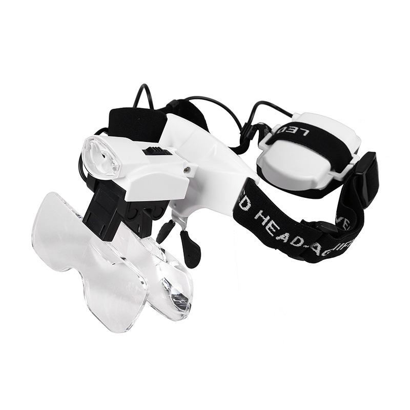 Lupa de citit LED montată pe cap, lentile HD multiple, pentru repararea ceasurilor, model 9892C2
