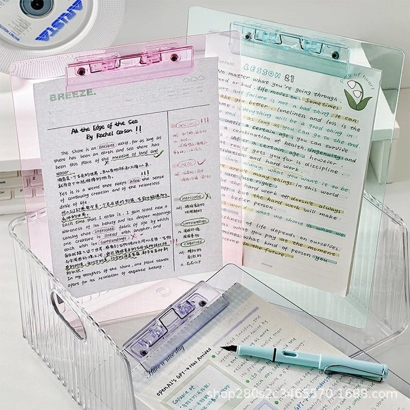 Clipboard transparent A4 cu placă acrilică, dimensiune A4, pentru foi A4 și note A5