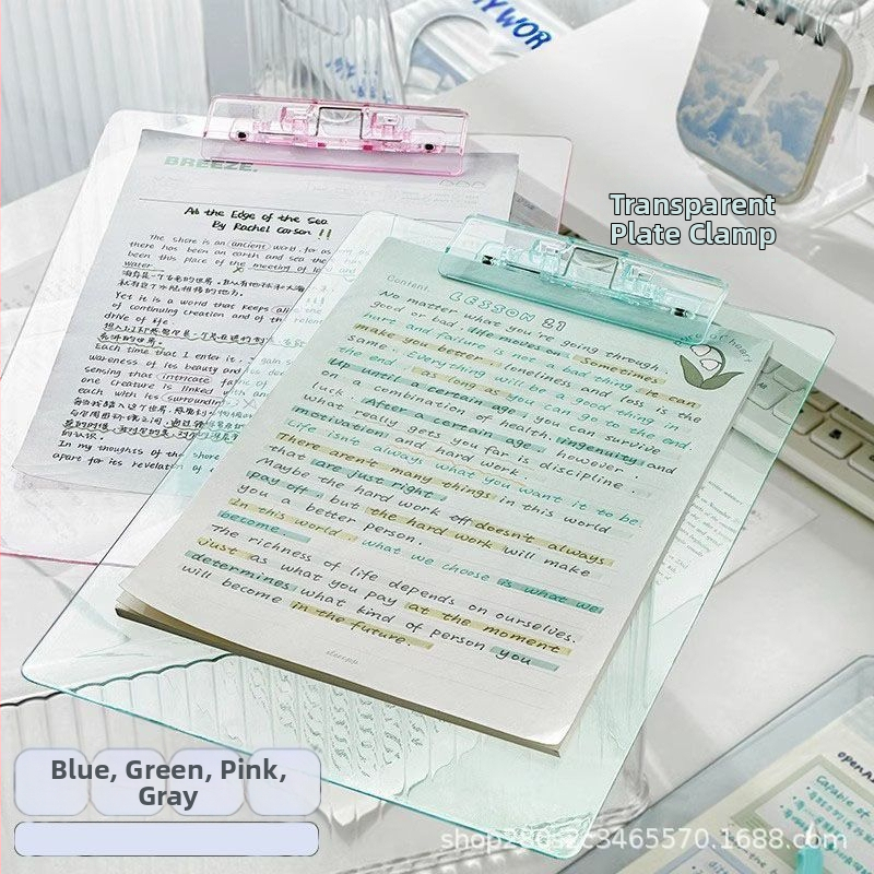 Clipboard transparent A4 cu placă acrilică, dimensiune A4, pentru foi A4 și note A5