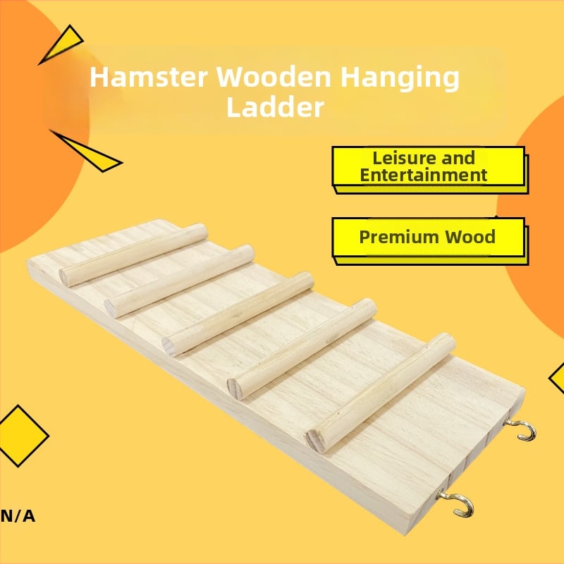 Set din lemn pentru hamster și purcel de Guineea, cu scară pentru urcat și rampă atârnată