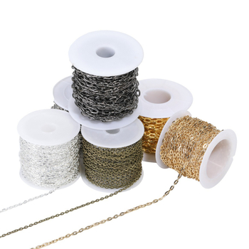 Lanț metalic plat în formă de O și lanț încrucișat, pentru bijuterii DIY, materiale semi-finite pentru lanțuri realizate manual
