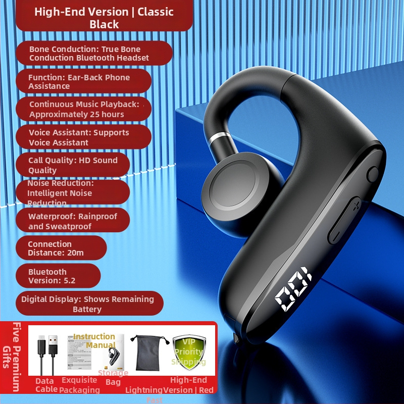 W8 căști Bluetooth cu suport pentru ureche, wireless, conducţie osoasă, ne-in-auricular, căști sportive cu anulare zgomot, IPX5, peste 8 ore autonomie, Bluetooth 5.2