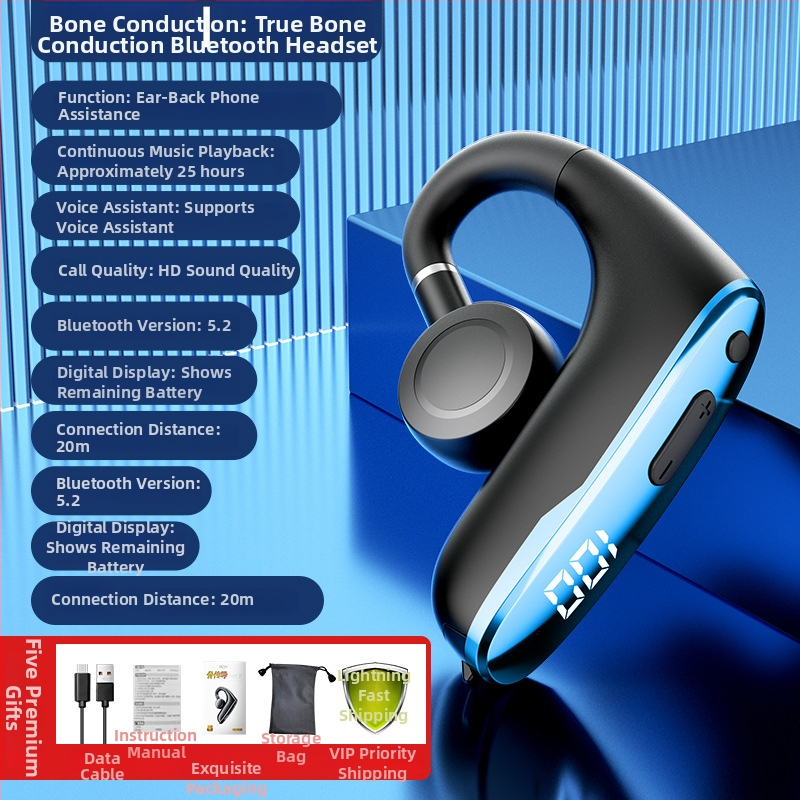 W8 căști Bluetooth cu suport pentru ureche, wireless, conducţie osoasă, ne-in-auricular, căști sportive cu anulare zgomot, IPX5, peste 8 ore autonomie, Bluetooth 5.2