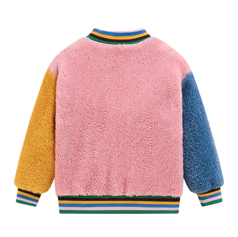 Geacă pentru copii din fleece, cu mâneci în contrast