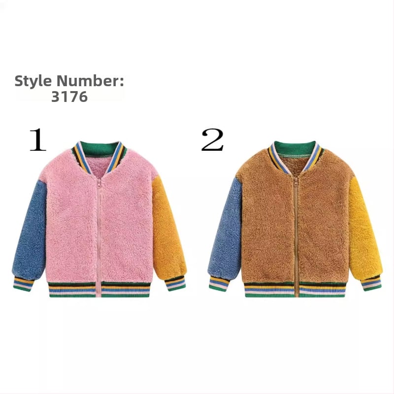 Geacă pentru copii din fleece, cu mâneci în contrast