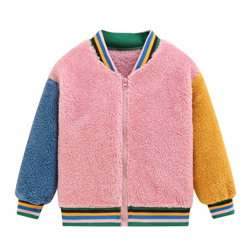 Geacă pentru copii din fleece, cu mâneci în contrast
