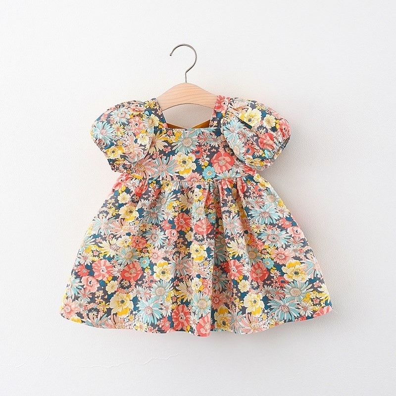 Rochie de vară din bumbac pentru copii, stil prințesă, croială A-line, șnur încrucișat la spate