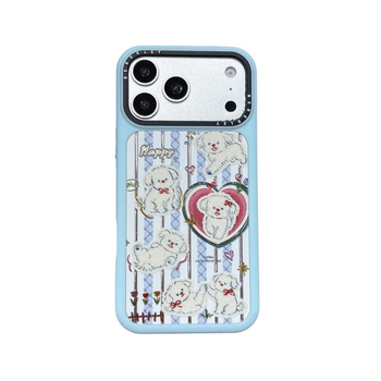 Carcasă pentru telefon în stil Instagram cu animale desenate și relief auriu pentru iPhone 17/16 Pro și iPhone 15 Pro