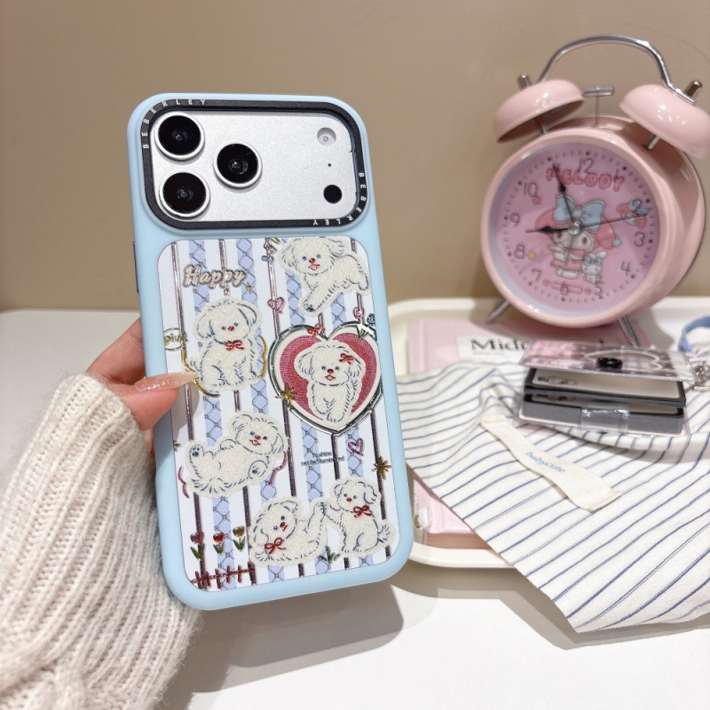 Carcasă pentru telefon în stil Instagram cu animale desenate și relief auriu pentru iPhone 17/16 Pro și iPhone 15 Pro
