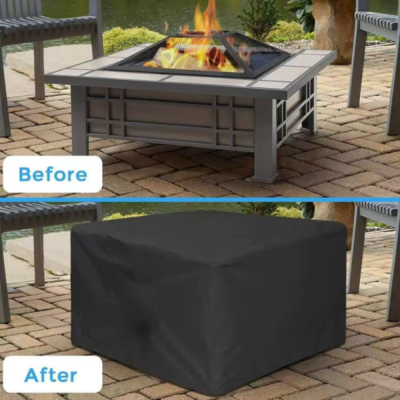 Husă pătrată pentru foc de grădină/barbecue exterior, impermeabilă, rezistentă la praf, UV