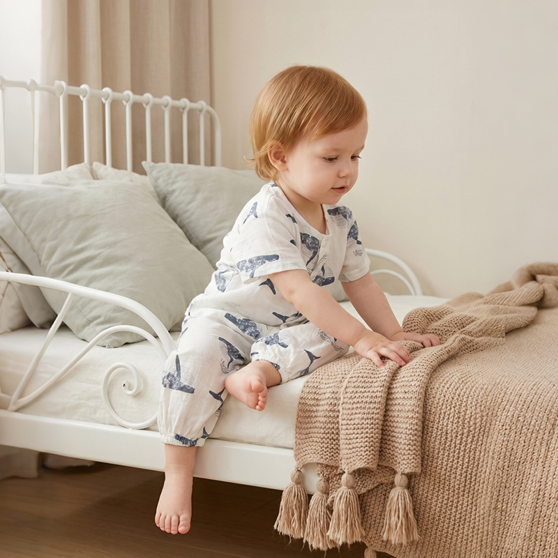 Set pijamale copii, vară ușoară, mâneci scurte, unisex, din două piese